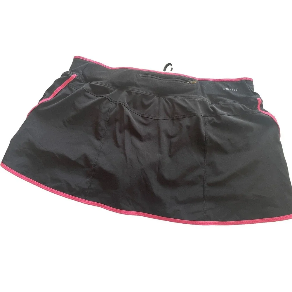 Nike Dri-Fit Athletic Running Skort Skirt Built In Shorts Black Pink Women's L
